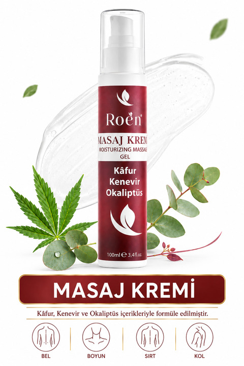 Roen Masaj Kremi, Kafur Ve Kenevir Içeren Eklem, Kas, Boyun Masaj Kremi 100 ml
