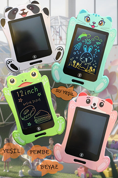 Duffa Figürlü Lcd Çizim Tableti Sevimli Hayvan Figür Çocuk Lcd Çizim Tahtası Yazı Tableti (PEMBE YOK)
