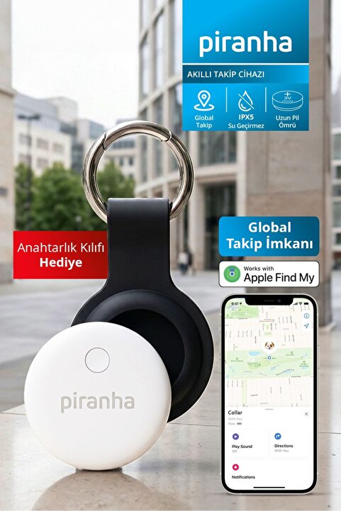 Piranha 5801 Akıllı Takip Cihazı| Find My| Anahtar, Çanta Bulucu |Silikon Anahtarlık Hediyeli ( İOS Uyumlu)