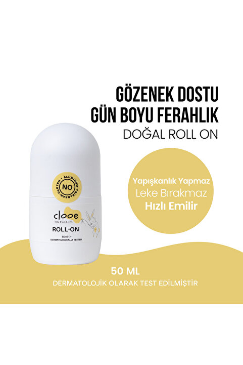 clooe Doğal Roll On Unisex Ter Kokusu Önleyici Lekesiz Fresh Gözenek Kapatmaz Karartma Yapmaz (50 ml)