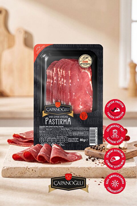 Çapanoğlu Dana Biftekten Dilimli Pastırma 80 gr Çemensiz Kayseri Usulü Kahvaltılık