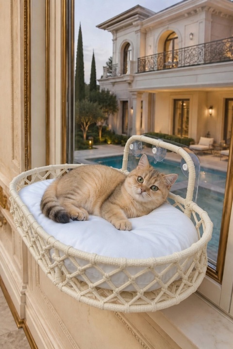 TASARYUM Kedi &Köpek Yatağı Hamak Vantuzlu