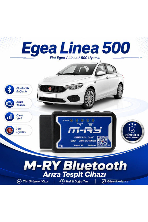 MRY OTO AKSESUAR M-RY Fiat Egea Linea Doblo Fiorino Marea Albea Palio 500 Stilo Uyumlu Blutooth Arıza Tespit Cihazı