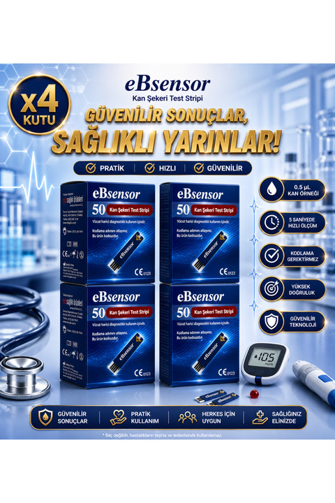 Ebsensor Şeker Ölçüm Strip 50'li 4 Adet