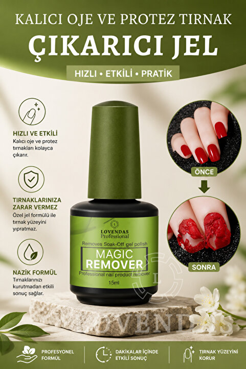 Lovendas Kalıcı Oje ve Protez Tırnak Çıkarıcı Jel - Bitkisel Reçine 15ml