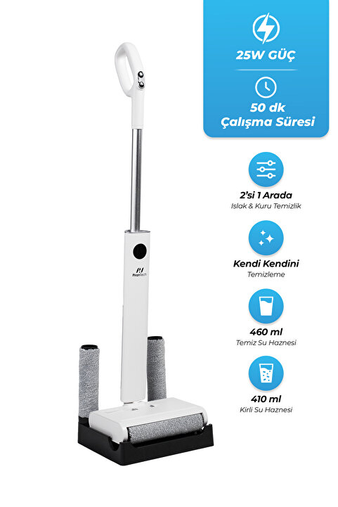 PiranTech M-210 Şarjlı Islak & Kuru Zemin Temizleyici | Elektrikli Mop & Gırgır