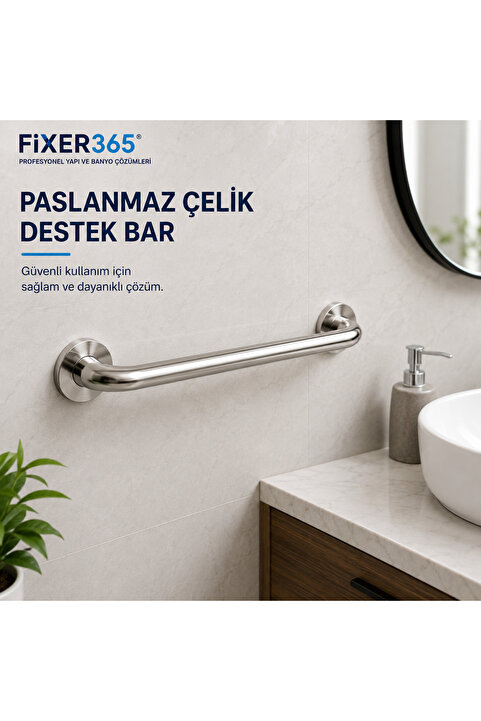 Fixer365 Yaşlı Hasta Engelli Paslanmaz Tutma Tutunma Barı 20 Cm Çap:19 Cm