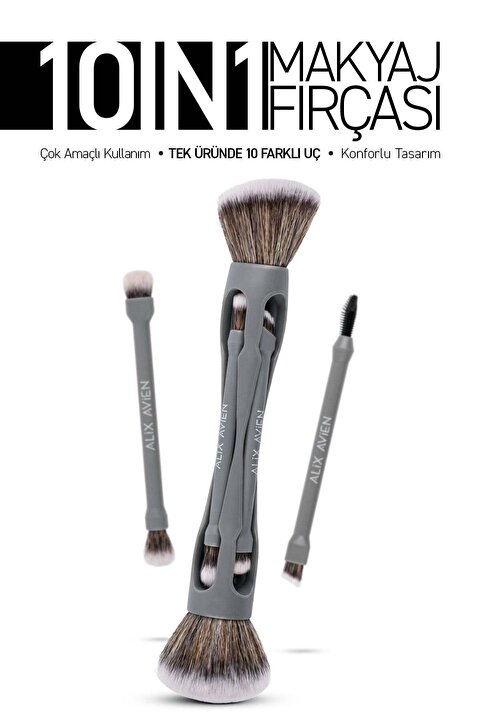 Alix Avien Çok Amaçlı 10'lu Makyaj Fırçası - 10 IN 1 Multifunctional Makeup Brush