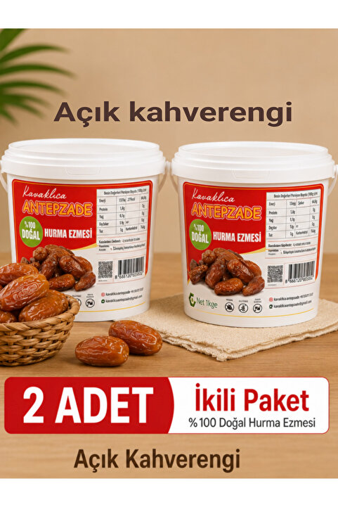 KAVAKLICA ANTEPZADE (2 × 1 KG) %100 Hurma Dolğusu - Hurma Ezmesi - Hurma Püresi. (AÇIK RENK)