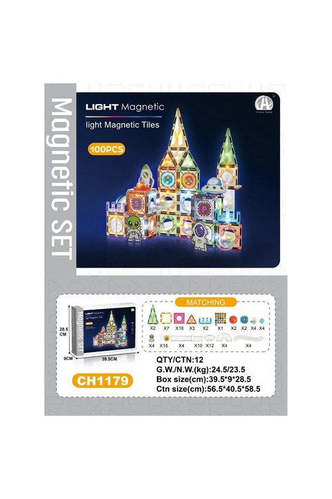 Genel Markalar 7.5Cm Işıklı Magnetic Blok 100 Parça