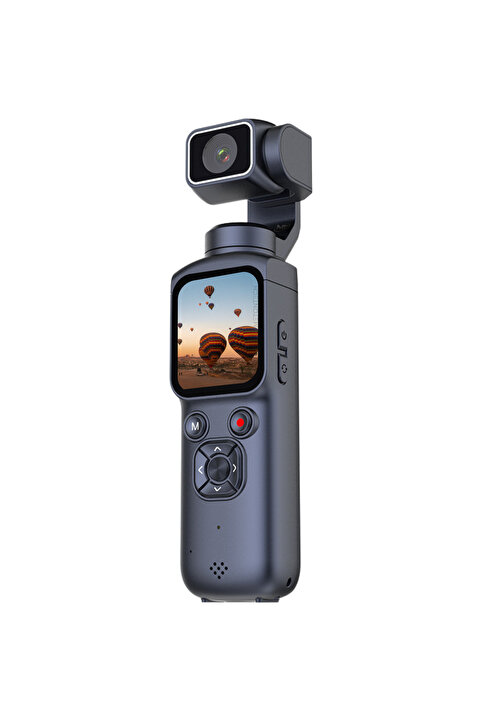 METONTECH 4K Ultra HD Profesyonel Aksiyon Kamerası | Vlog Kamera, Gimbal, 330° Dönebilir, Yüksek Stabilizasyon, Yüz Takibi, Dokunmatik Ekran, Siyah
