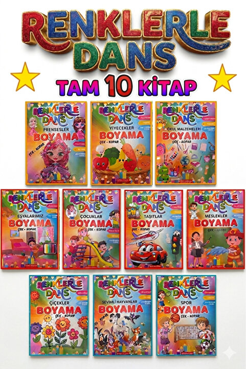 GÖNÜL YAYINCILIK 3-7 YAŞA UYGUN 10 'LU SÜPER BOYAMA KİTAP SETİ