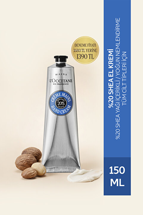 L'Occitane Shea El Kremi, %20 Shea Yağı İçeren Besleyici ve Nemlendirici, 150 ml