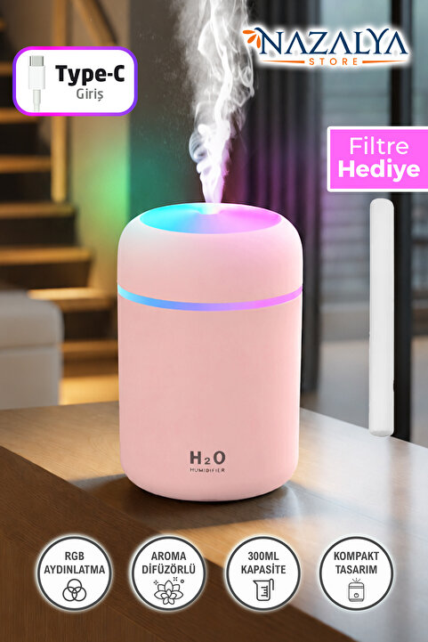 Nazalya 300 ml Ulrasonik Ledli Hava Nemlendirici Buhar Makinesi Ve Aroma Difüzörü