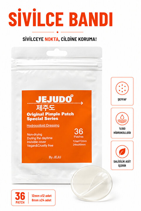 JEJUDO 36 adet şeffaf bant, Hidrokolloid bant, Akne Bandı, Akne yaması