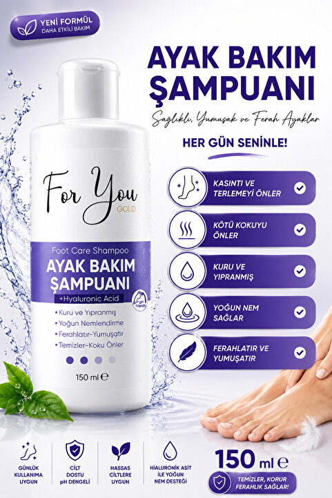 For You Gold Ayak, El,tırnak Bakımı, Tırnak Mantarı-koku-kaşıntı Önleme Ayak Bakım Şampuanı 150 ml