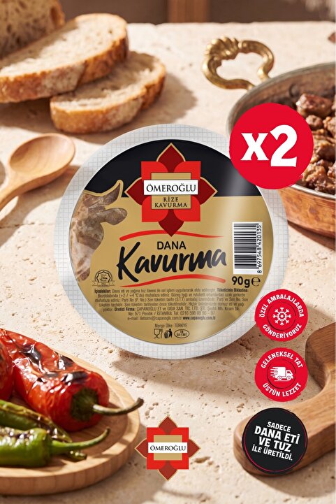 Ömeroğlu 2'li Dilimli Rize Kavurma 90 gr Karadeniz Geleneksel Tarif Pratik Paketli Koruyucusuz Lezzet