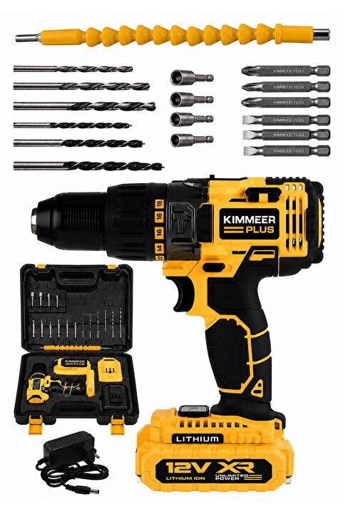 Jetta Power Tools 12v 2ah Metal Şanzıman Çift Akülü Bakır Sargı 24 Parça Şarjlı Akülü Vidalama Matkap