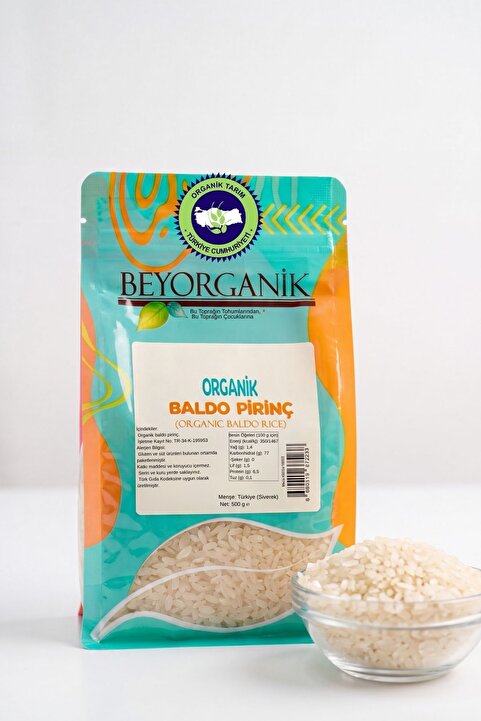 BEYORGANİK Organik Baldo Pirinç 500gr (PESTİSİT VE AFLATOKSİN ANALİZLİ)
