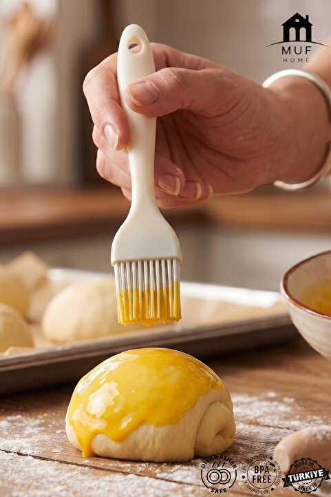 MUF HOME Yumurta Ve Hamur Fırçası Askılı Pratik Mutfak Sos, Pasta, Börek Yağlama Fırçası - BPA Free