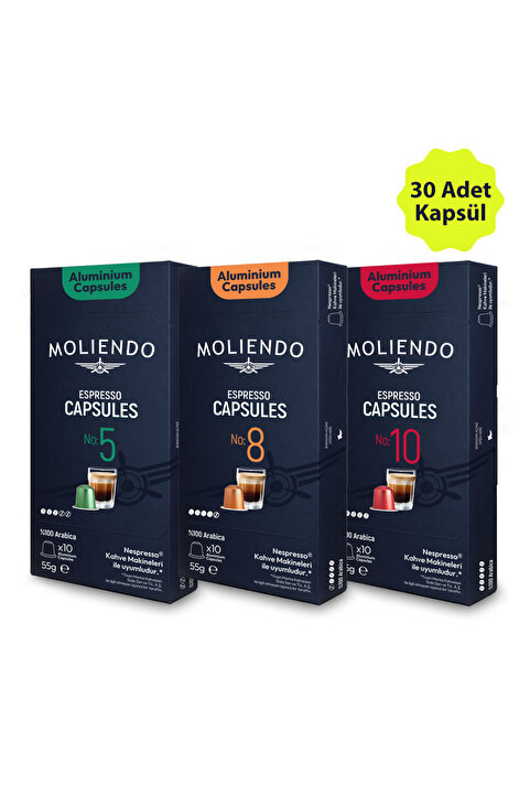 Moliendo Alüminyum Kapsül Kahve Tanışma Paketi (30 Adet Nespresso Uyumlu Alüminyum Kapsül Kahve)