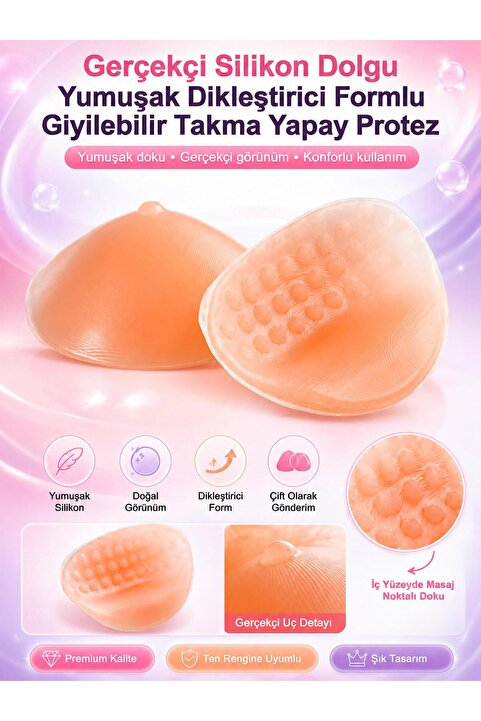 Lolita Shop Gerçekçi Silikon Dokuda Dolgu Yumuşak Dikleştirici Formlu Giyilebilir Protez Takma Yapay Göğüs