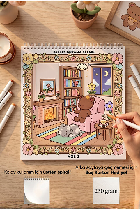 M&H Coloring Ayıcık Vol 2 - 21x21 cm Boyama kitabı Çocuk ve Yetişkinler için