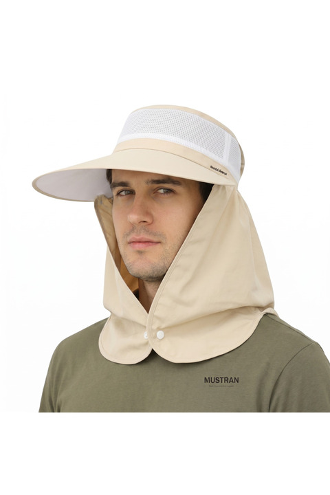 Mustran Güneş Korumalı Ense Korumalı Geniş Siperli Güneş Şapkası Unisex Tarla Bahçe İnşaat Outdoor Kamp Balıkçılık Ense