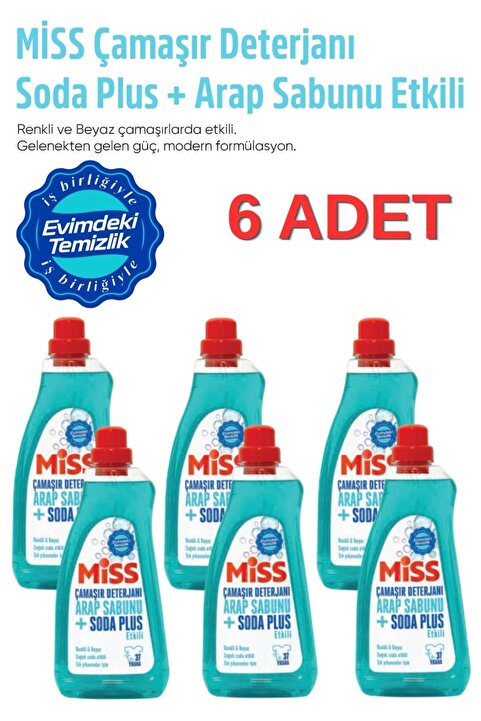 Miss SIVI ÇAMAŞIR DETERJANI ARAP SABUNU VE SODA ETKİLİ 1500 ML x 6 ADET