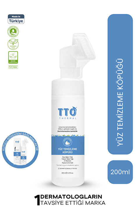 TTO Thermal Yüz Temizleme Köpüğü 200 ml Aplikatörlü Cilt Temizleyici Demodex’e Eğilimli Ciltler