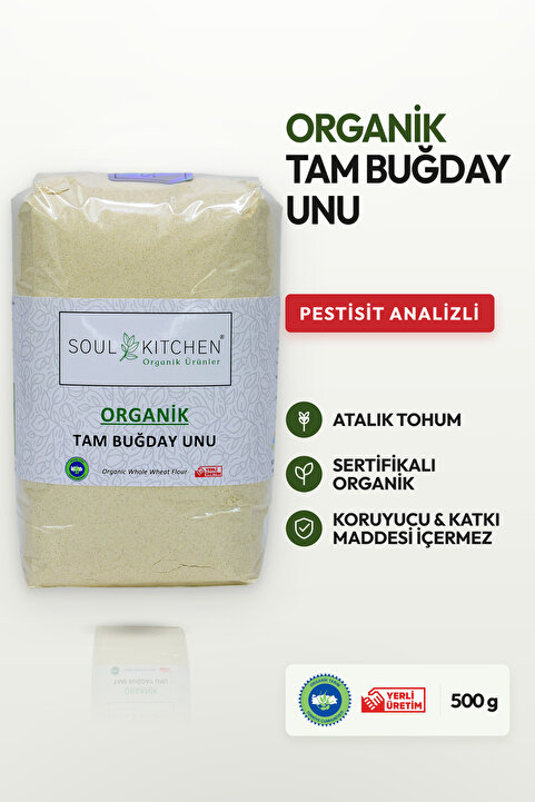Soul Kitchen Organik Ürünler Organik Tam Buğday Unu Katkısız 500 g