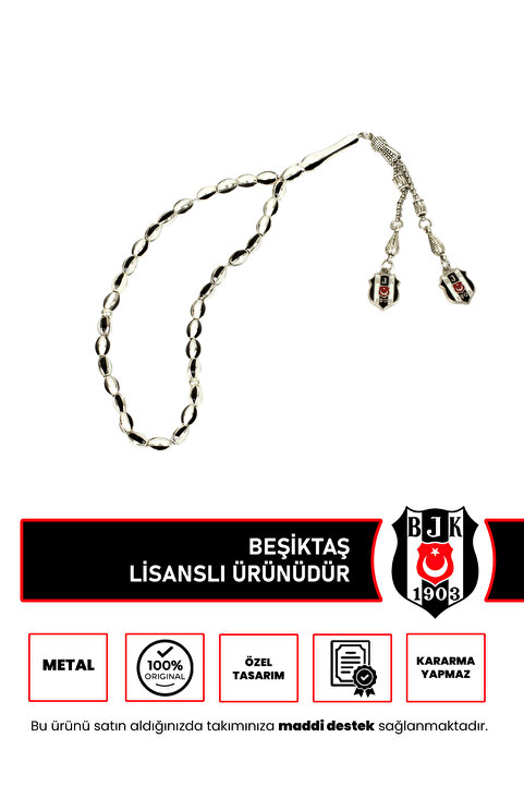 Beşiktaş SİYAH-BEYAZ METAL TESPİH