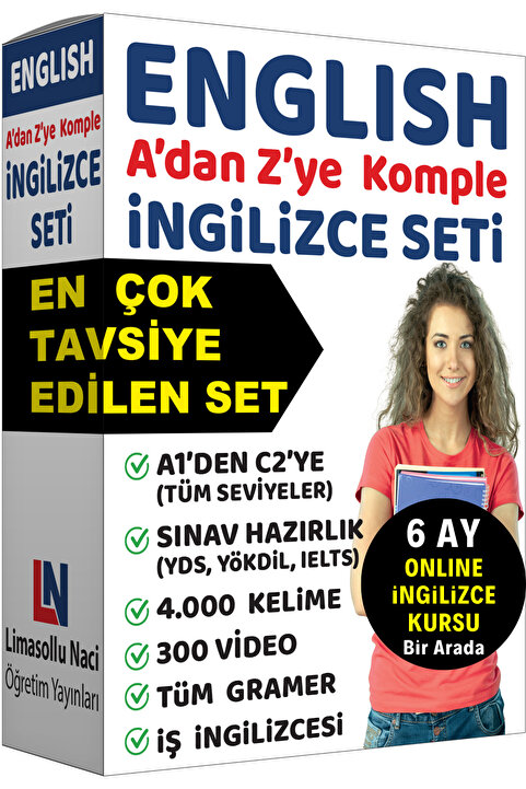 Limasollu Naci Öğretim Yayınları Ingilizce Eğitim Kitap Seti, İngilizce Gramer 4000 Kelime Öğrenme 300 Video, Yds, Yökdil Toefl, Lgs