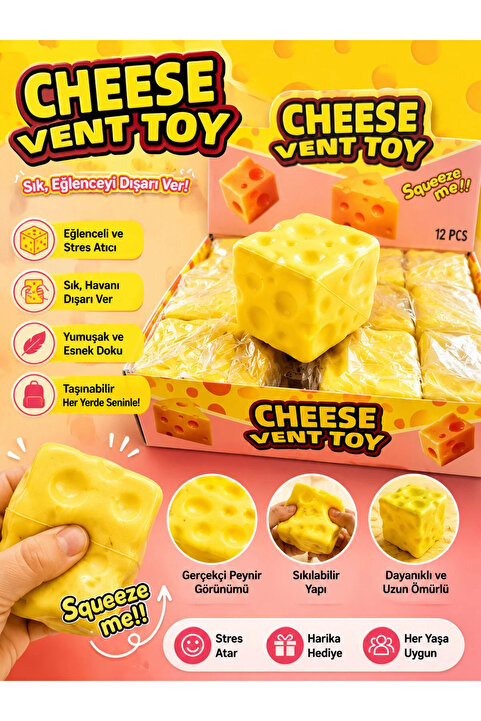 ANGELSS JEWELLERY Peynir Squishy Cheese Squishy Sukuşi Peynir Sıkma Oyuncağı Stres Azaltma Yavaş Yükselir Slow Rising 1 Adet