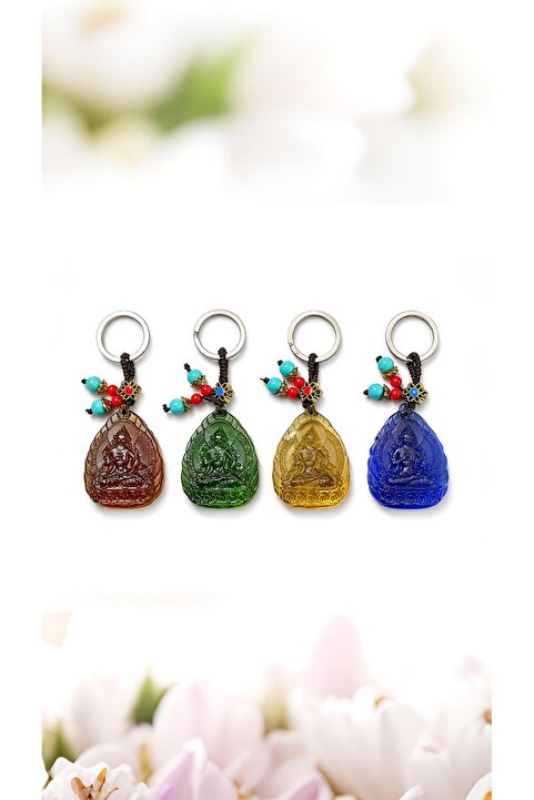 Wolawood Spiritüel Enerji Serisi 1. Kalite Lake Cam Buda Anahtarlık 1 Adet• Çanta Süsü Huzur Şans Getiren Meditasyon Yoga Temalı Hediyelik Aksesuar