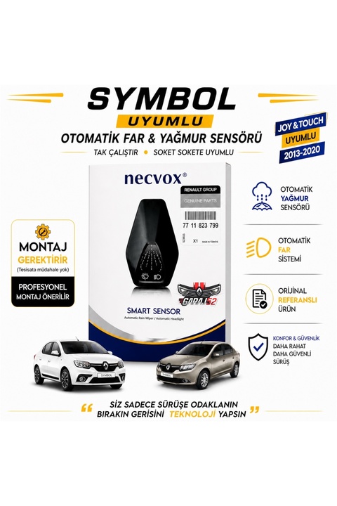Necvox Renault Symbol Yağmur ve Otomatik Far Sensörü Seti Tak Çalıştır Uyumlu Kolay Montaj
