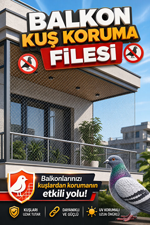 viyolmarketim 2x4 m Balkon Kuş Koruma Filesi | 12’li Montaj Seti Dahil | UV Dayanıklı Kedi Güvenlik Ağı