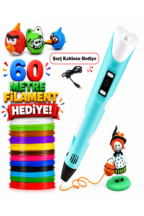 Havana 60M Renkli 3d Kalem pen Çocuk yazıcı Kalemi renkli Üç Boyutlu Printer Filament Çizim Yazıcısı Çocuk