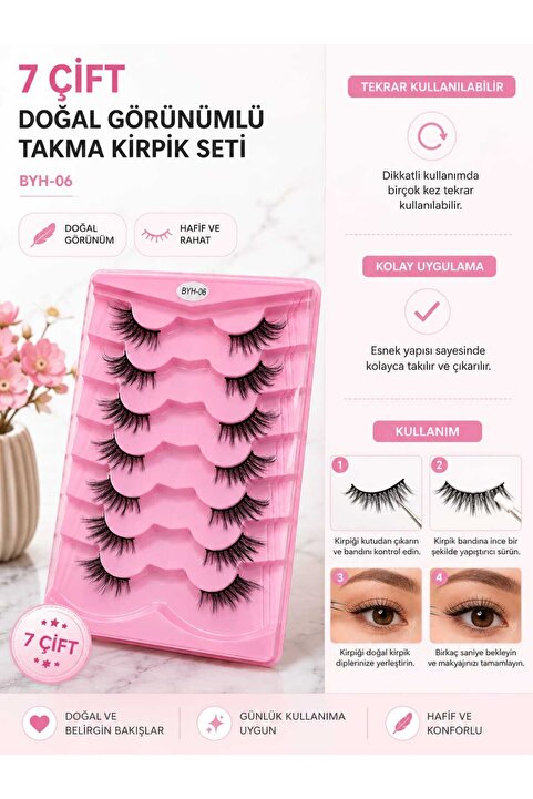 Pastelya 3D Etkili Tekli Takma Kirpik – Günlük ve Özel Günler İçin YARIM KİRPİK BYH-17