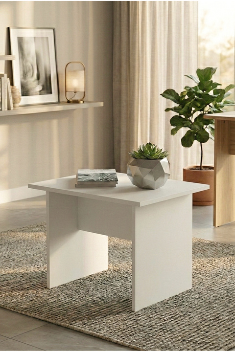 Yurudesign Vario B Ofis Sehpası Yan Sehpa Beyaz 60x50 cm