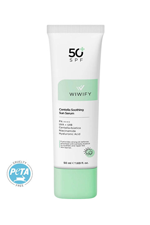 WIWIFY Yatıştırıcı Onarıcı Yüksek Korumalı Centella Soothing Sun Serum Spf 50+ Pa++++ 50ml Güneş Kremi