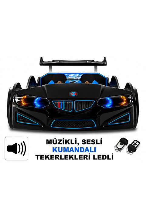 Genel Markalar Bmw - Full - Arabalı Yatak Araba Karyola - M9 Serisi - Tekerleri Ledli & Kumandalı