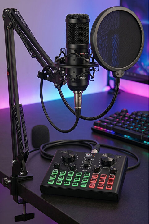 Lastvoice Bm800 Live Set Efektli Ses Kartı Mikrofon Stand Kayıt Canlı Yayın Seti (pc Ve Telefon)