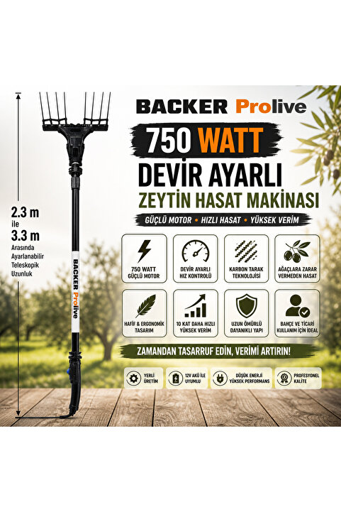 Backer PrOlive Devir Ayarlı Zeytin Hasat Makinası Yeni Tasarım/Yeni Model Orijinal Johnson Motorlu