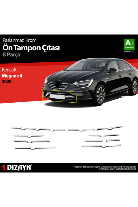 S Dizayn S-Dizayn Renault Megane 4 Krom Ön Tampon Çıtası 8 Prç. 2020 Üzeri 7034190