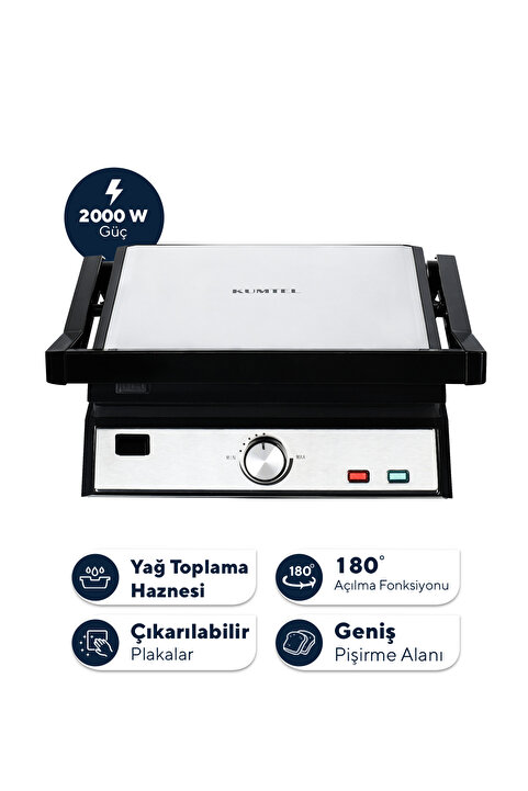 KUMTEL Inox Tost ve Izgara Makinesi 2000W TTM-05