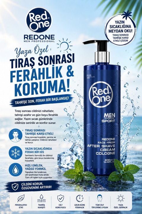 Red One Redone Krem Kolonya Sport Tıraş Sonrası Balsam Rahatlatır Ve Ferahlatır 400 ml 8697926007606