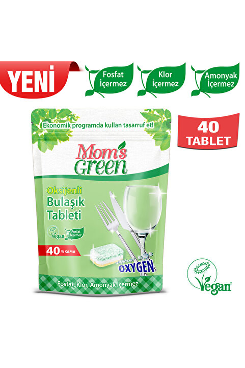 Mom's Green Oksijenli Bulaşık Makinesi Tableti 40 Adet