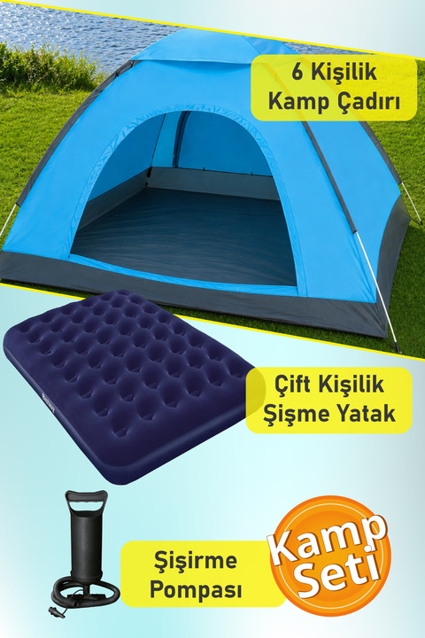 Black Island Kamp Çadırı Seti - Kamp Çadırı Çift Kişilik Şişme Yatak Pompa