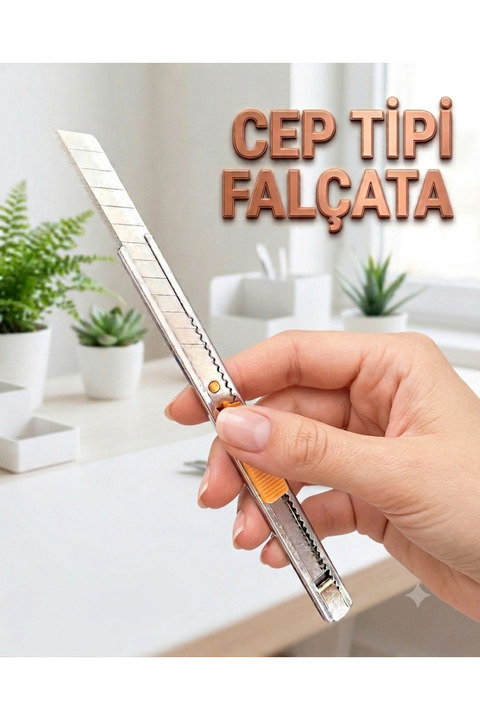 KL HOME Cep Tip Falçata- Snap-off Bıçak - Ince Cep Tip Metal Maket Bıçağı Falçata